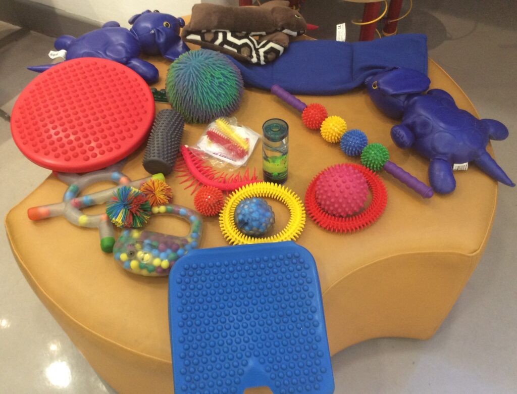 A collection of the toys used in this project arrayed on a table